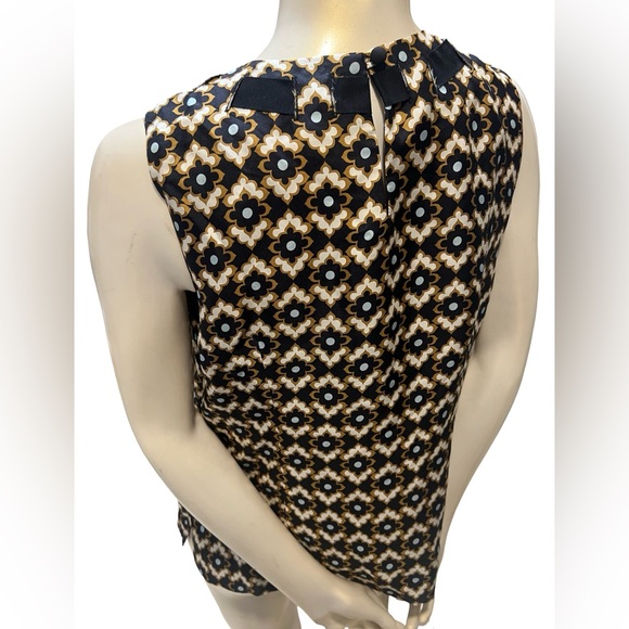 Milly Black and Gold Patterned Sleeveless Blouse - Picture 7 of 11